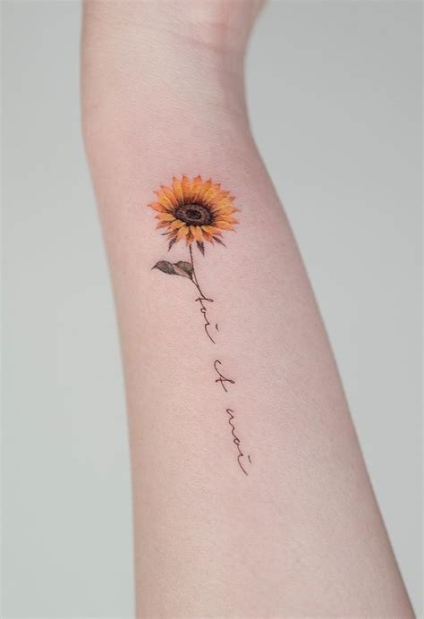 sunflower with stem tattoo